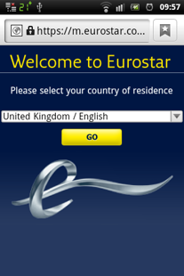 Eurostar train timetable